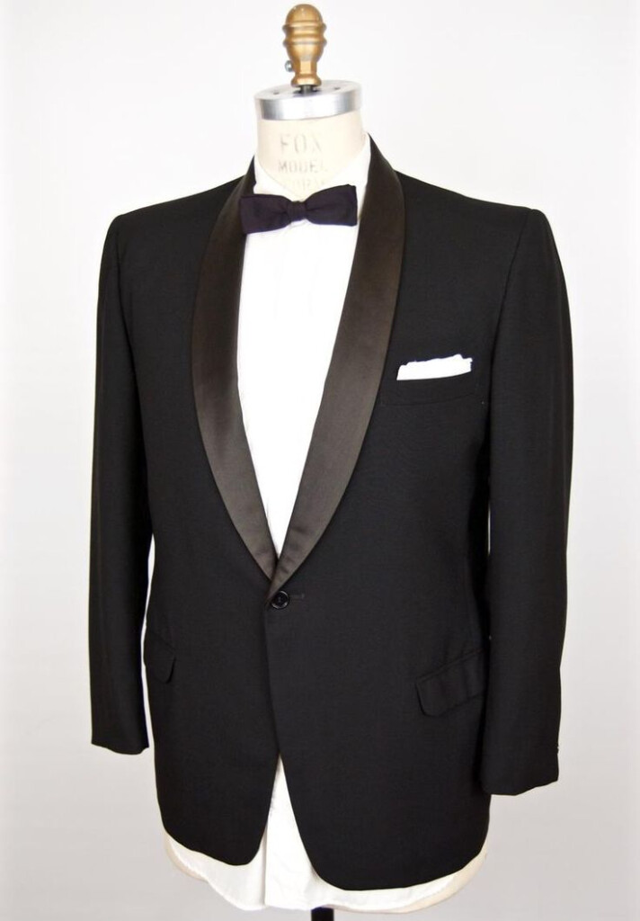 1960s Bronze Lapel Tuxedo Jacket Vintage Sixties Two tone Black Tux W 
