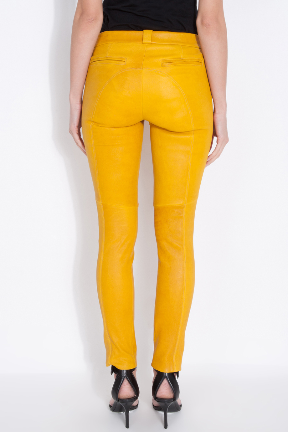 A L C Stretch Leather Pants In Yellow Lyst
