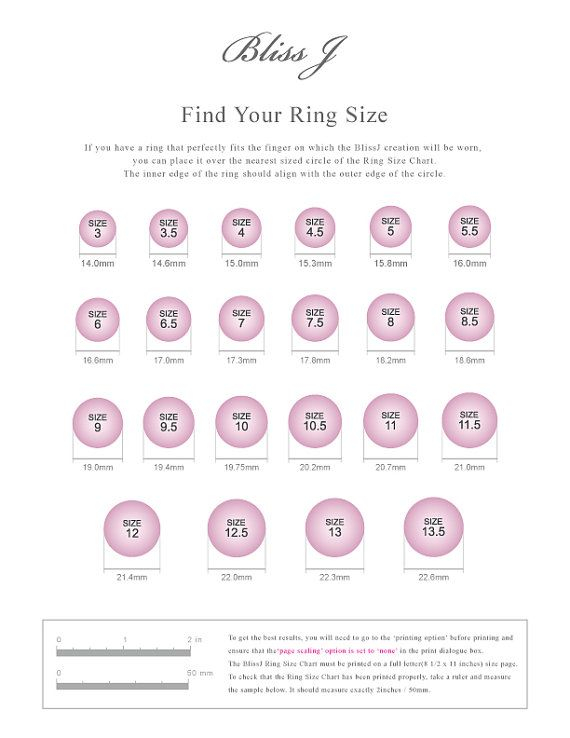 BlissJ Ring Size Chart For Free NOT FOR SALE Download It Etsy Ring