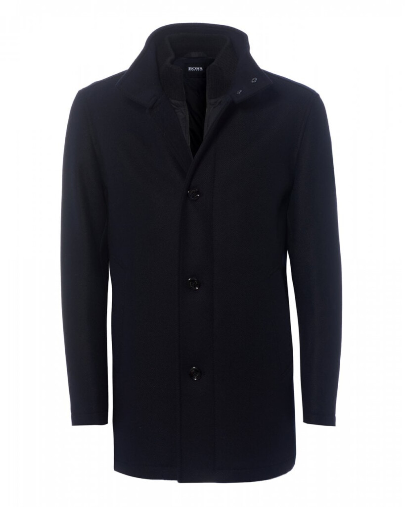 BOSS Mens Coxtan Jacket Navy Funnel Neck Coat