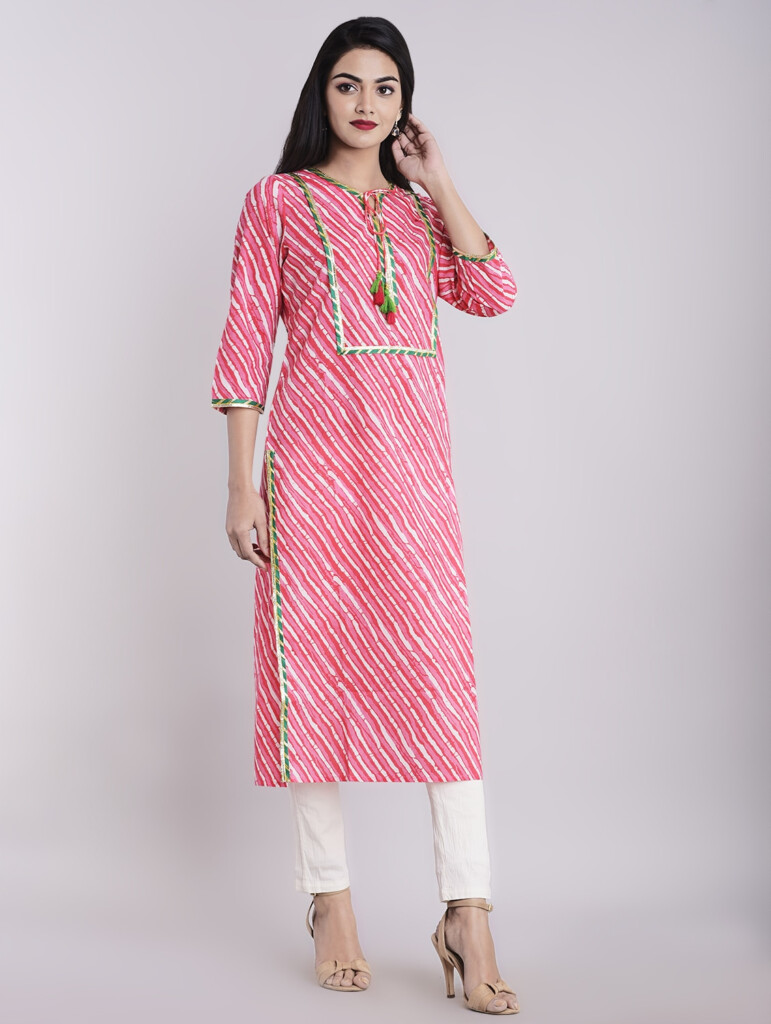 Buy Online Leheriya Print Straight Kurta From Kurta Kurtis For Women By 