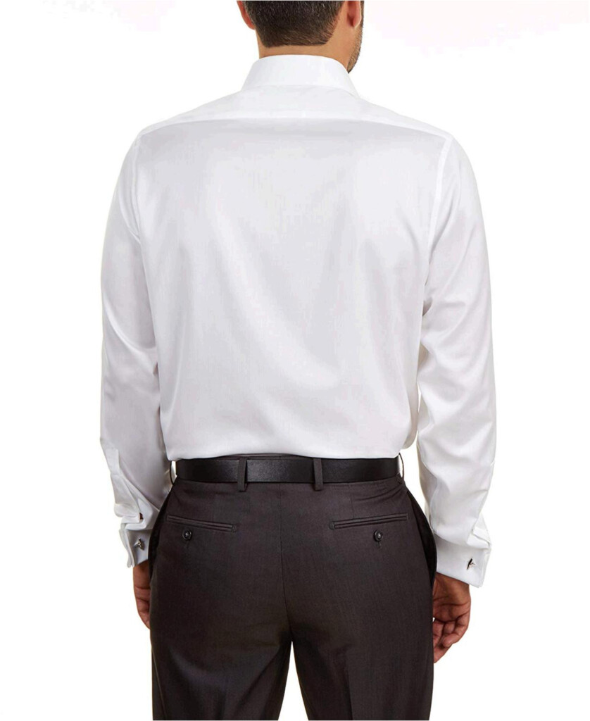 Calvin Klein Men s Non Iron Slim Fit Herringbone French Cuff White 