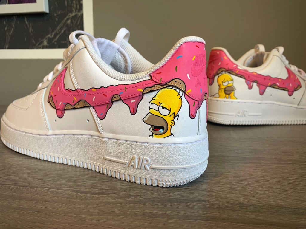 Custom Nike Air Force Ones Shoe Simpsons Donut Drips Etsy