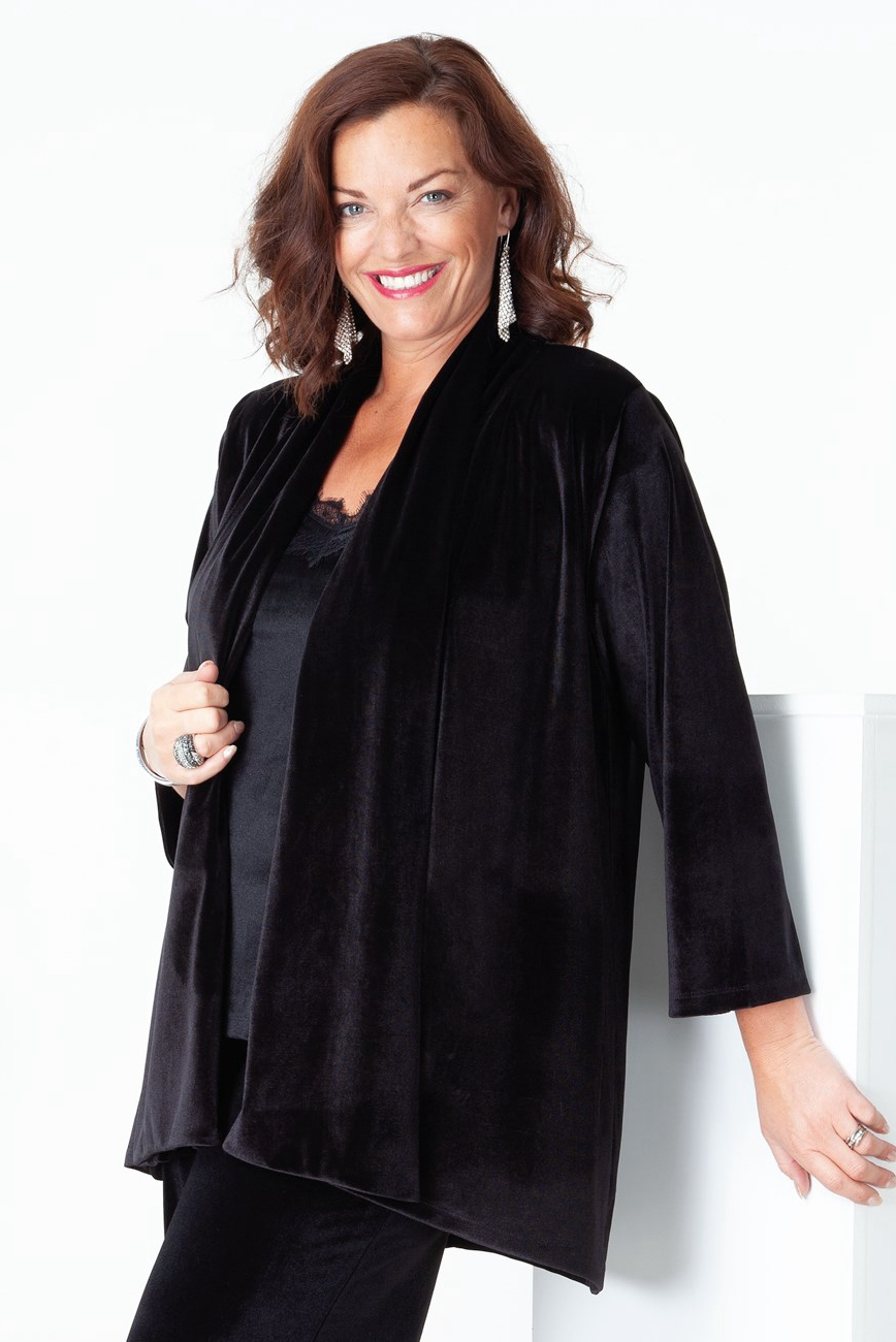 Elegant Black 3 Pieces Velvet Mother Outfit Women Pant Suits For