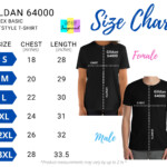Gildan 64000 Black Unisex T shirt Size Chart Inches cm Etsy Canada