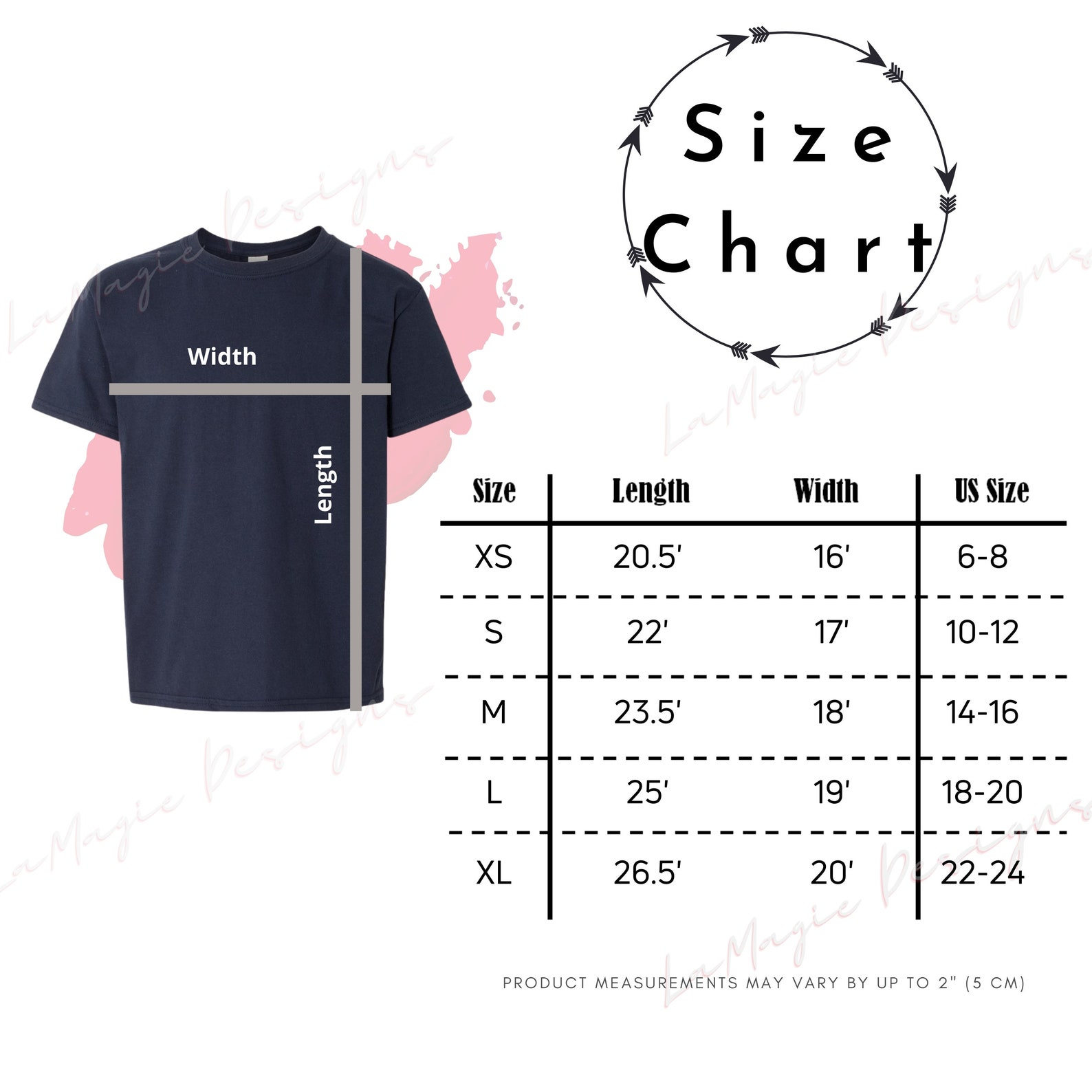 Gildan 64500B Size ChartGildan Youth T Shirt Size Etsy