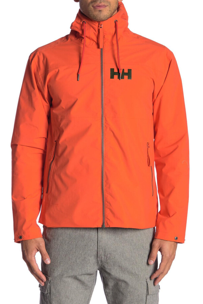 Helly Hansen Synthetic Front Zip Hooded Rain Jacket In Orange For Men 