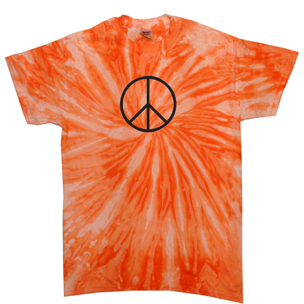 Kids Peace Tie Dye Shirt Black Basic Peace Orange Twist Youth Tie Dye 