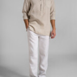 Linen Collarless Men Shirt