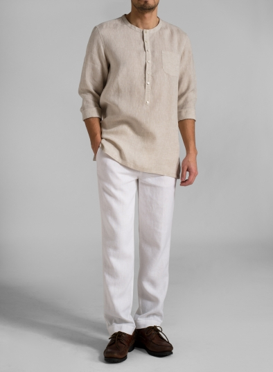 Linen Collarless Men Shirt