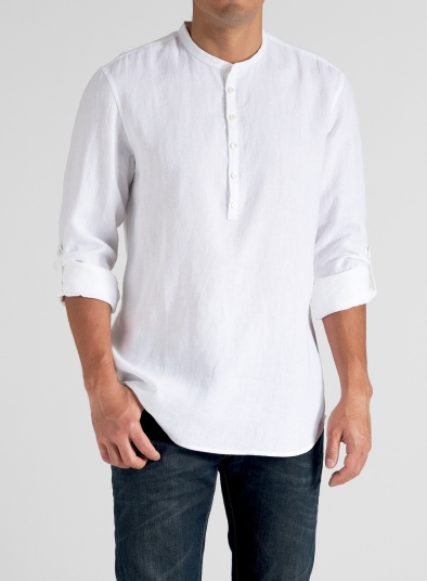 Linen Men Roll Up Sleeve Shirt