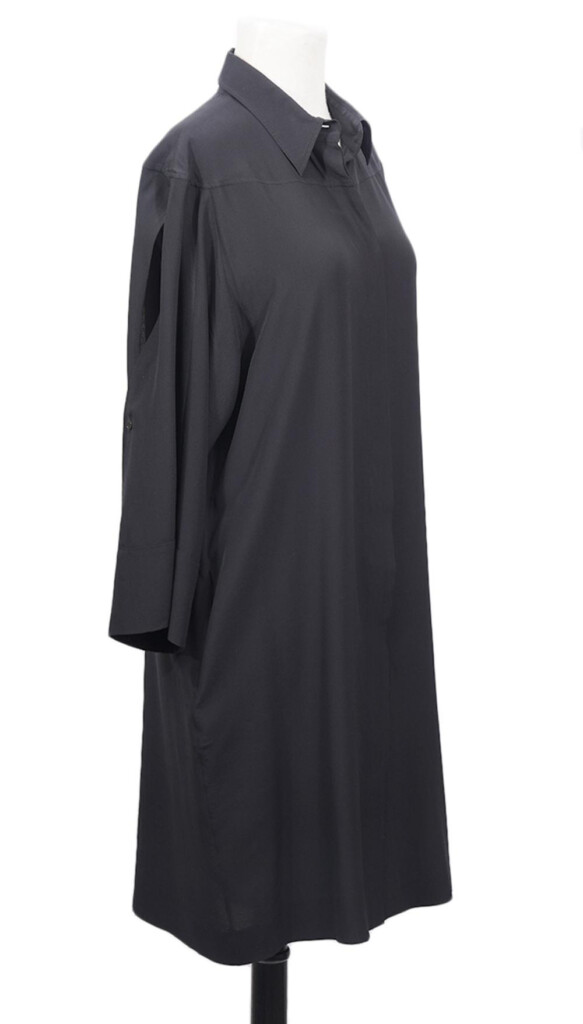 Lot Hermes Black Silk Button Down Shirt Dress Size 42