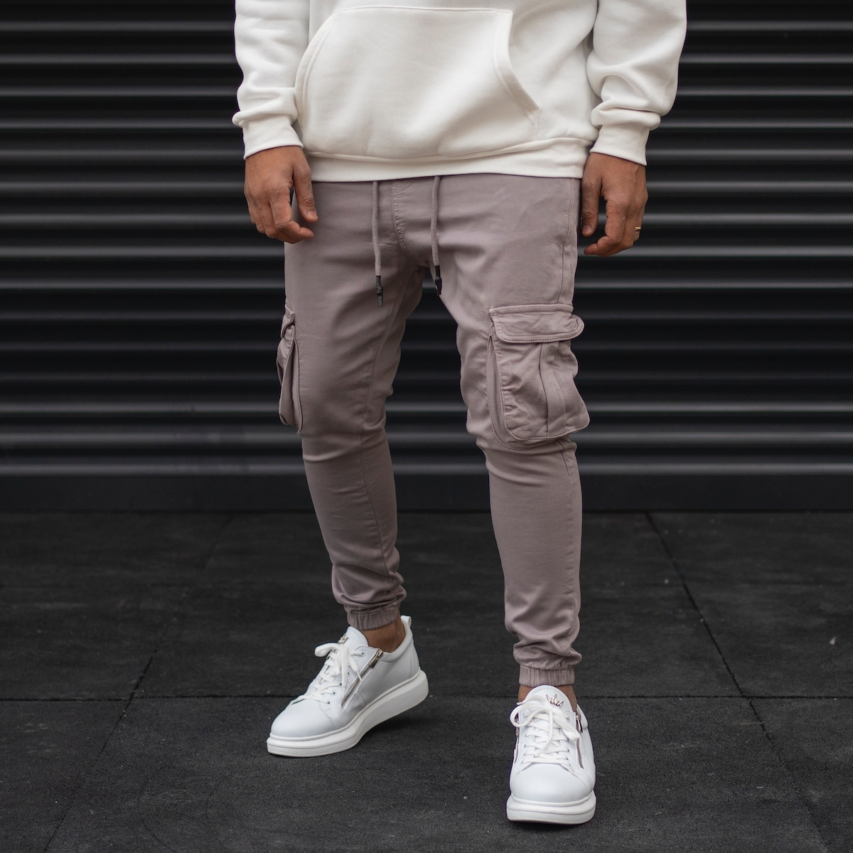Men S Cargo Joggers With Pockets In Gray - Size-Chart.net