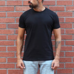 Men s Round Neck Stylish Basic T Shirt Black