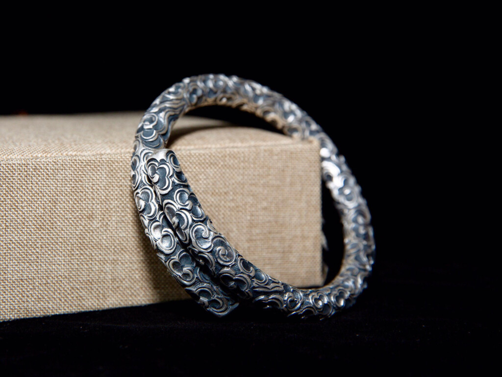 Men s Silver Bracelet Solid Silver Bangle Fine Silver Viking Bracelet 