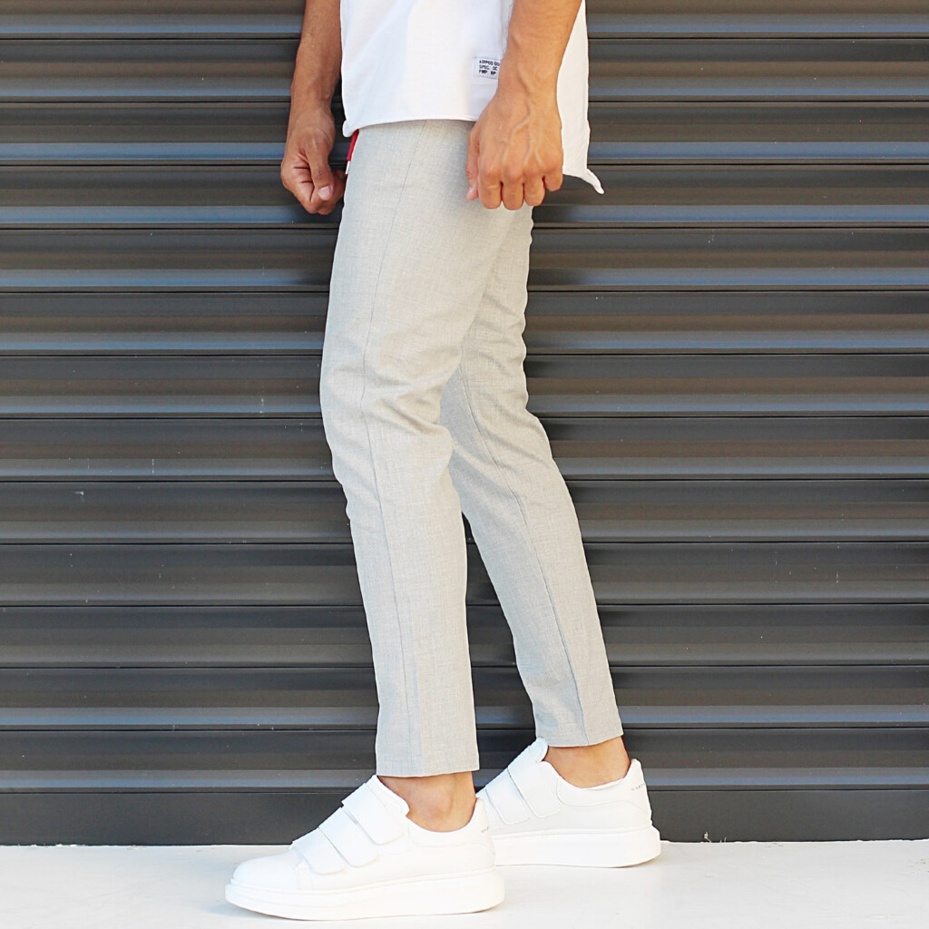 Men s Slim Fit Lycra Sport Pants Cream