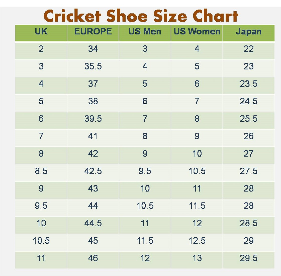 Men Shoe Size Charts Activity Shelter - Size-Chart.net