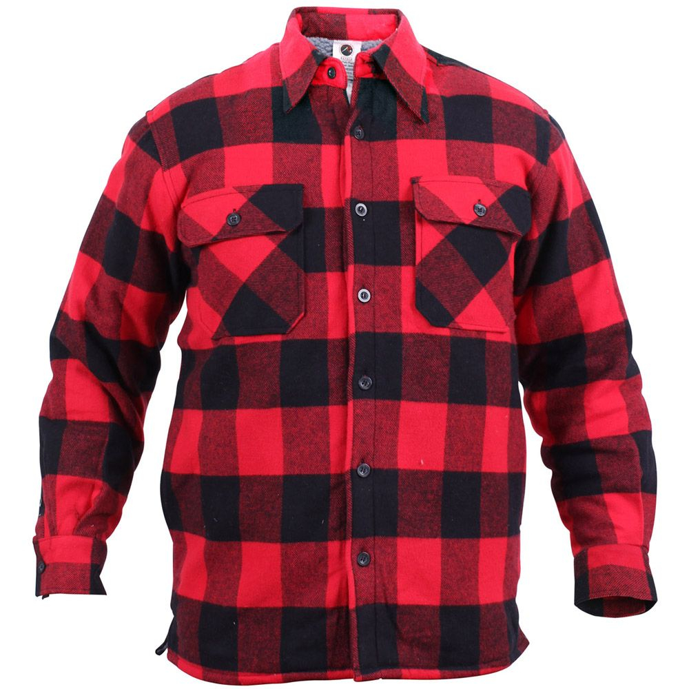 Mens Extra Heavyweight Buffalo Plaid Sherpa Lined Flannel Shirts 