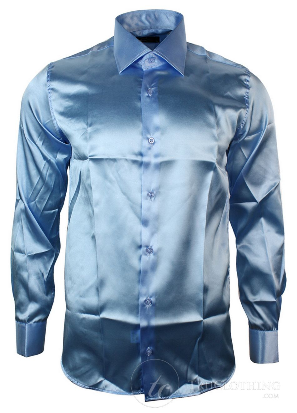 Mens Italian Design Silk Satin Finish Shirt Smart Slim Fit Happy - Size ...