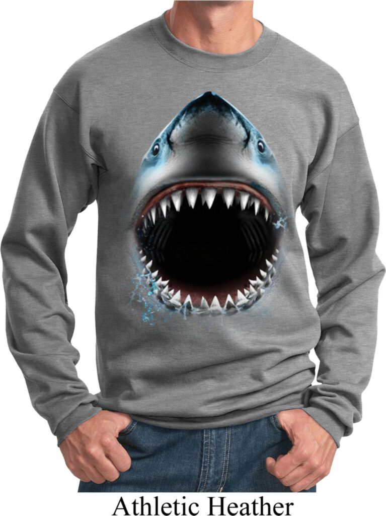 Mens Shark Sweatshirt Big Shark Face Sweat Shirt Big Shark Face Mens 