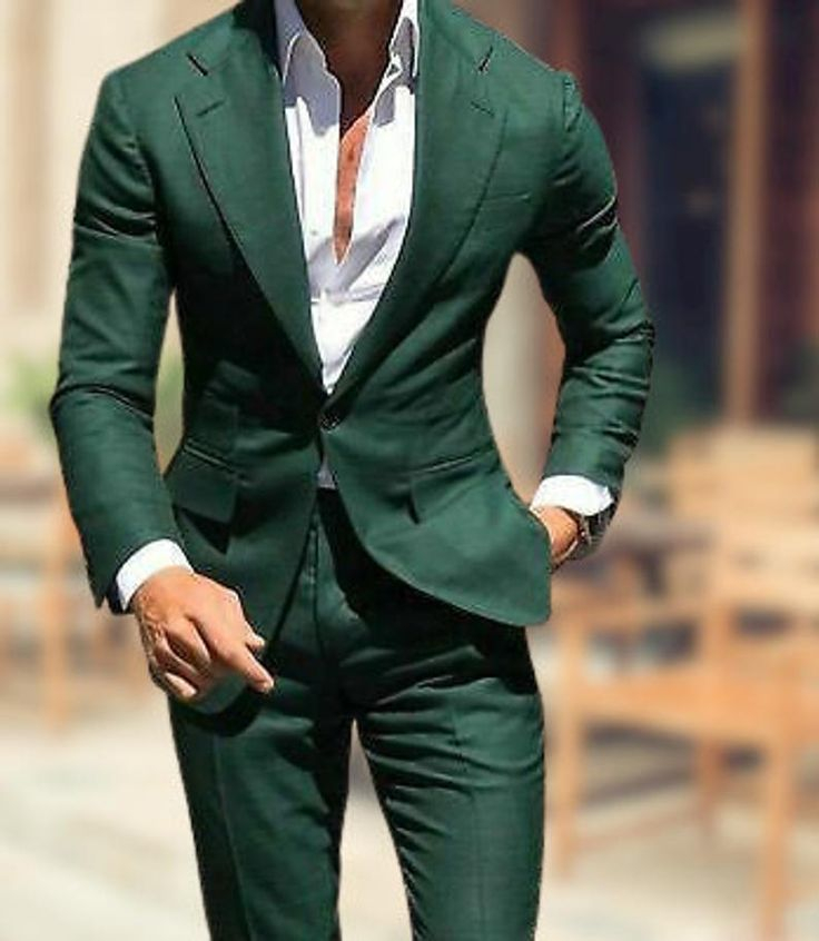 Mens Suit Green Classic 2 Piece Suit Groomsmen Dinner Party Etsy