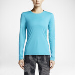 Nike Womens Miler Long Sleeve Running Top Blue Silver Tennisnuts