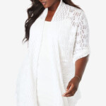 Open Front Pointelle Cardigan WHITE Pointelle Cardigan Plus Size