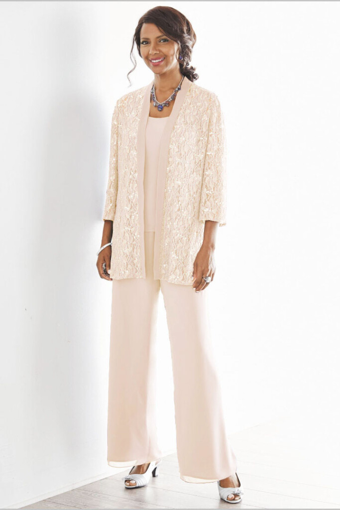 Pink Mother Of The Bride Pant Suits Elastic Waist Plus Size Trousers 