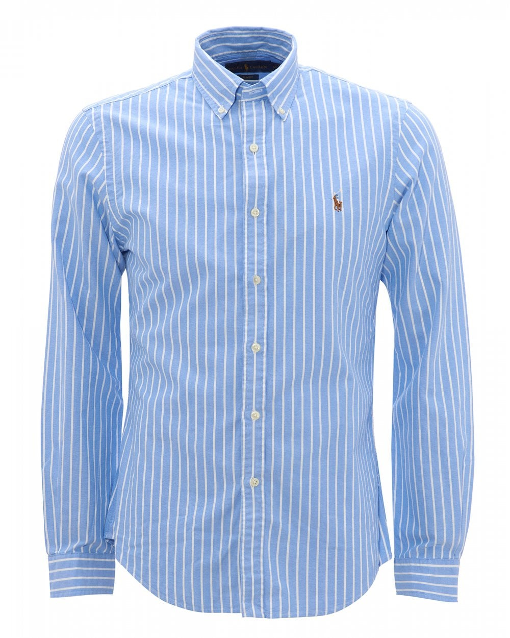 Polo Ralph Lauren Mens Blue Striped Button Down Oxford Shirt - Size ...