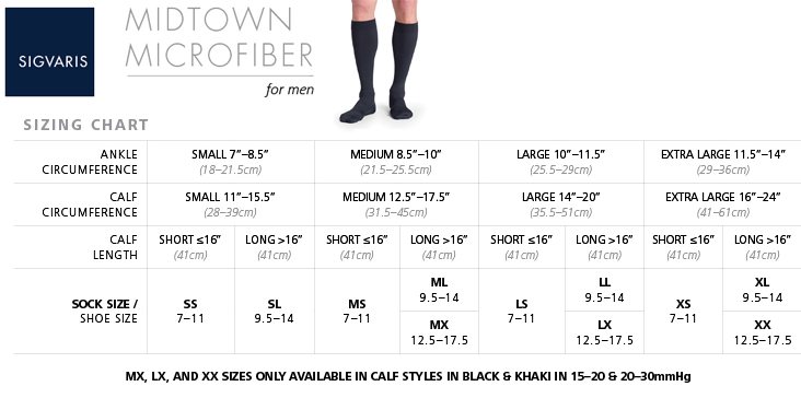 Sigvaris Mens Midtown Microfiber Calf High Compression Socks SunMED 