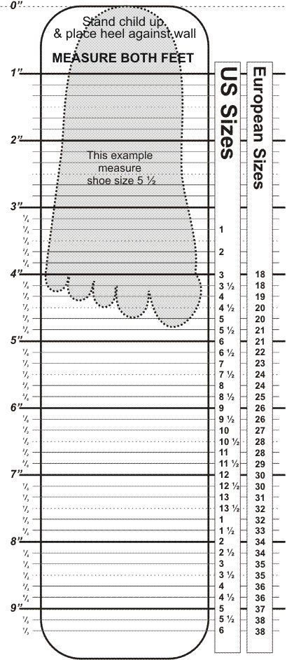 Striderite Sizing Chart Includes European Equivalents As Well 
