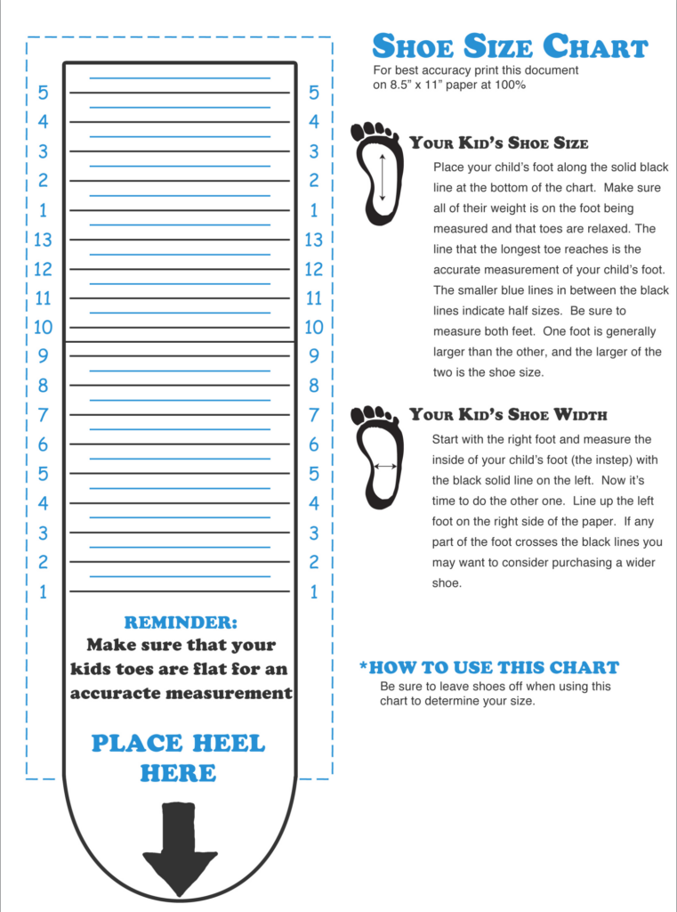 Top Printable Kids Shoe Size Chart Harper Blog