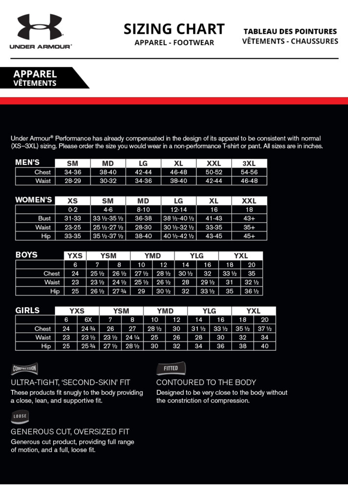 Ua Women's Size Chart - Size-Chart.net