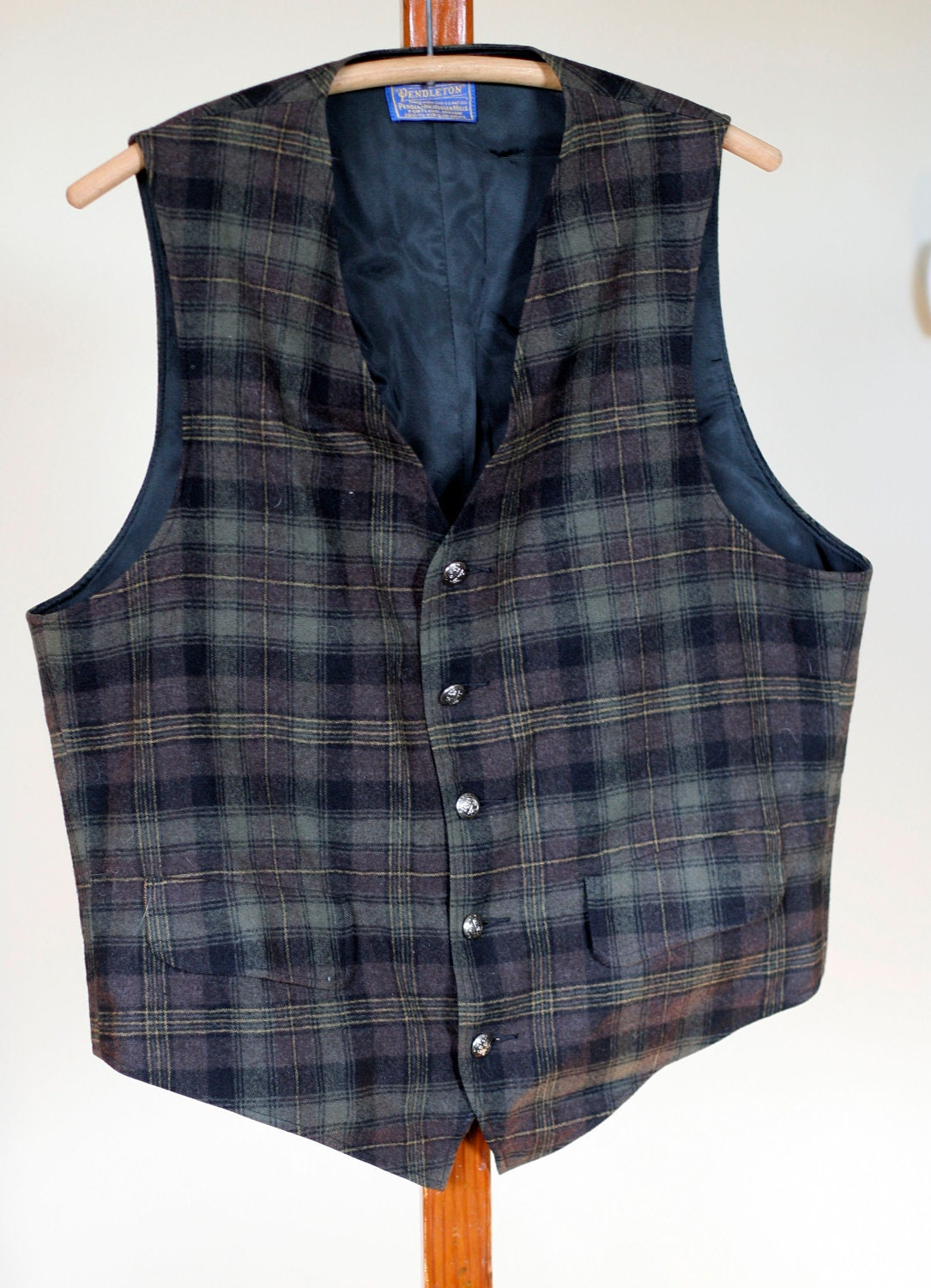 Vintage Pendleton Mens Wool Plaid Vest