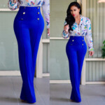 Women s Palazzo Flared Wide Leg Pants High Waist OL Ladies Career Long