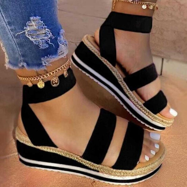 Womens Sandals Ladies Summer Fashion Flat Comfortable Elastic Band 