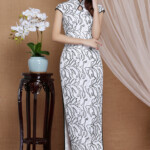 Wonderful Cap Sleeve Beaded Qipao Cheongsam Long Dress Qipao