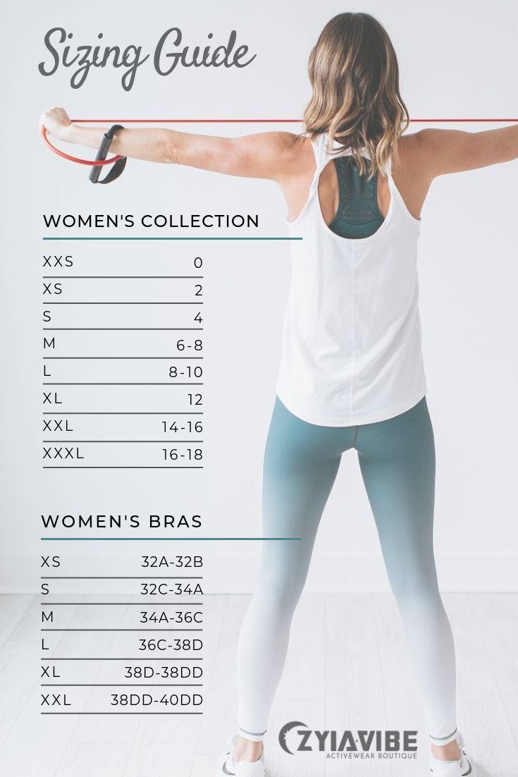 ZYIA Women s Sizing Guide Active Wear Outfits Active Wear Workout